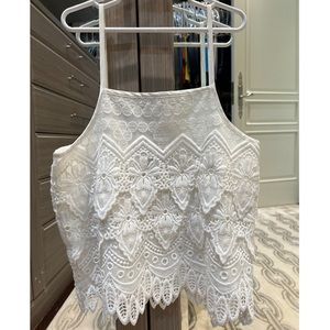 Summer Knit Crochet White Sleeveless Top
